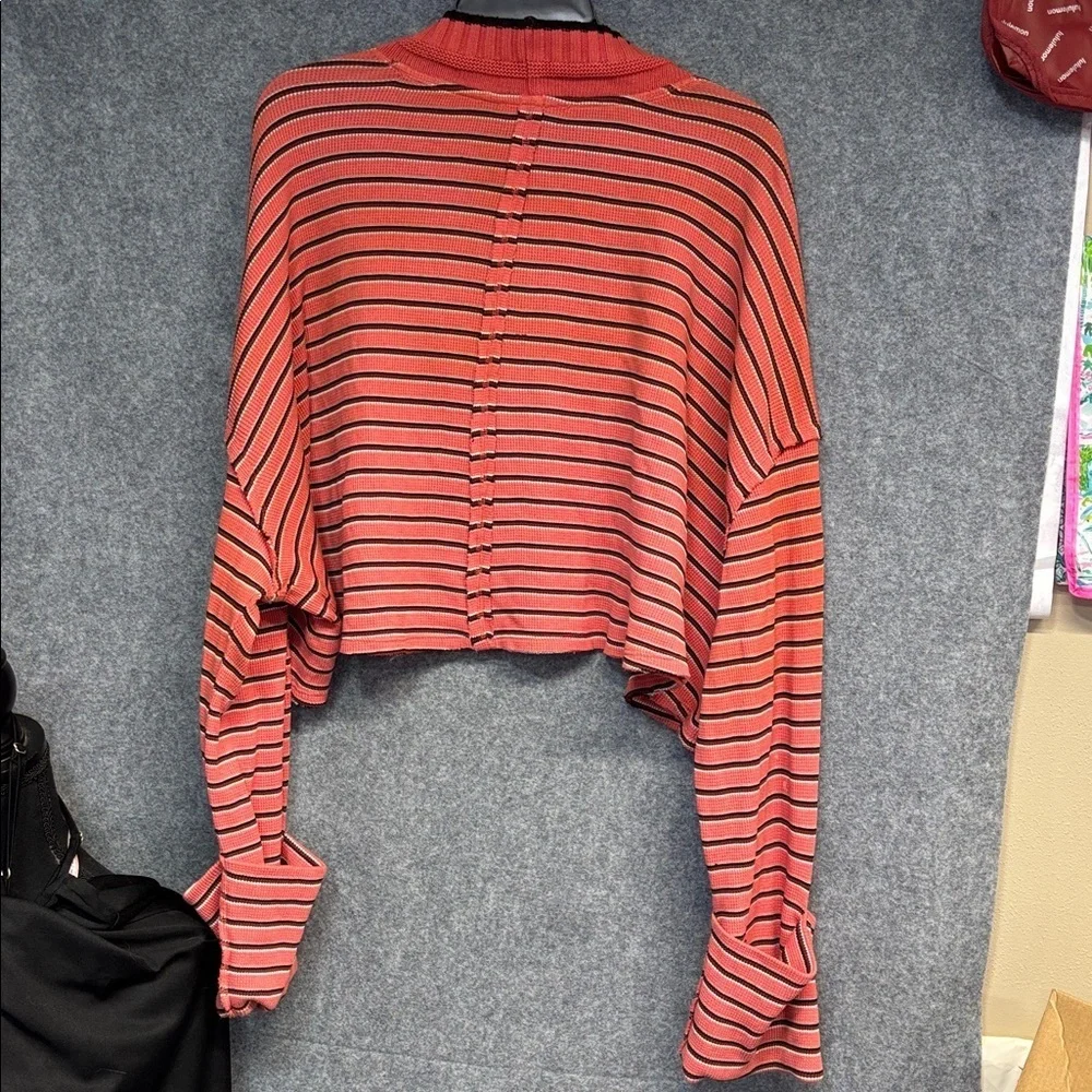 Free People We The Free Avalanche Thermal beaded Crop Top Striped Ribbed shirt